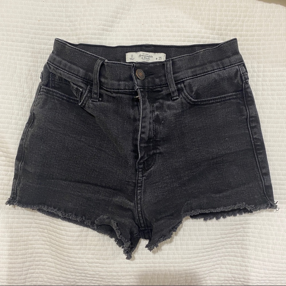 Black Cutoff High Waisted Denim Shorts